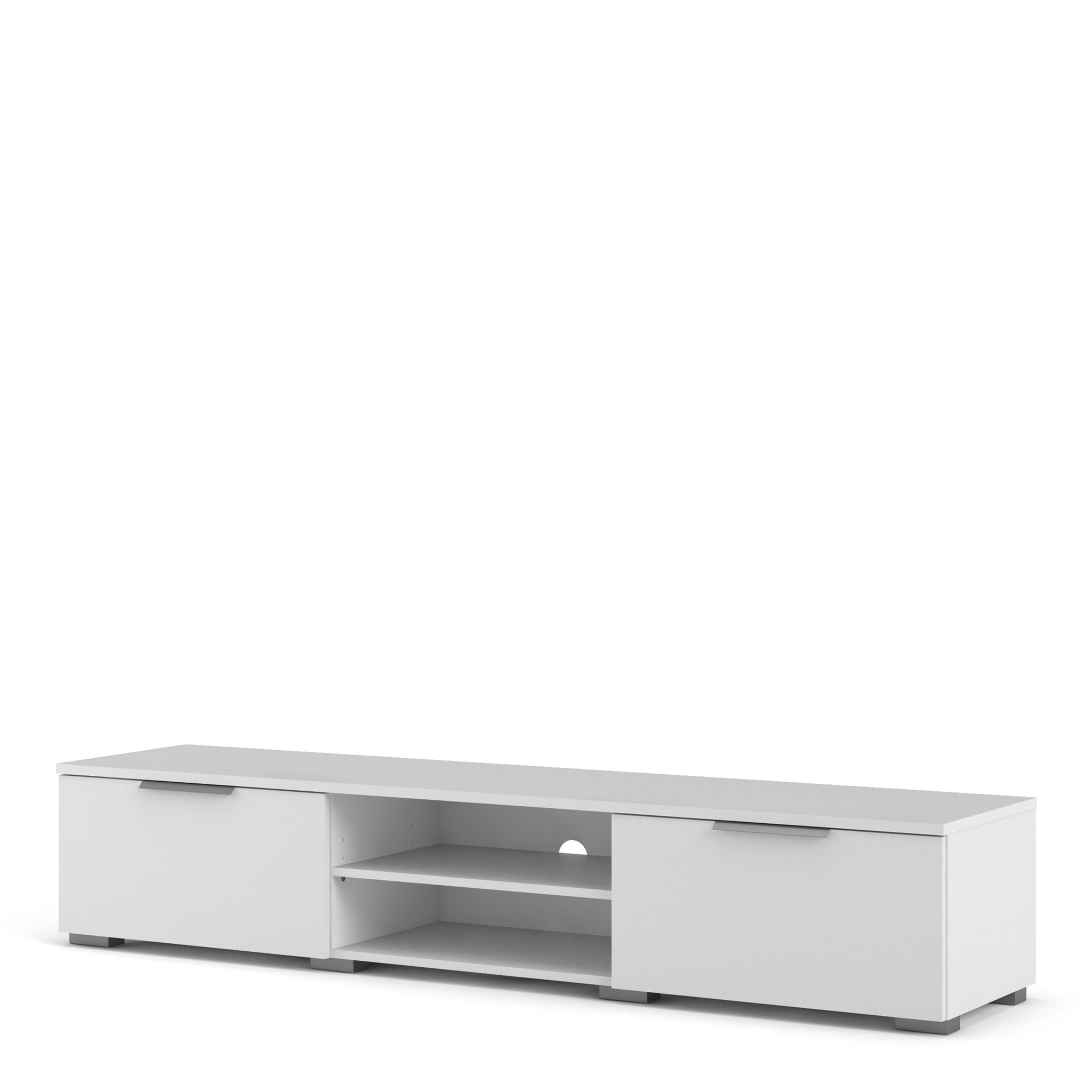 Pair TV Unit 2 Drawers 2 Shelf in White