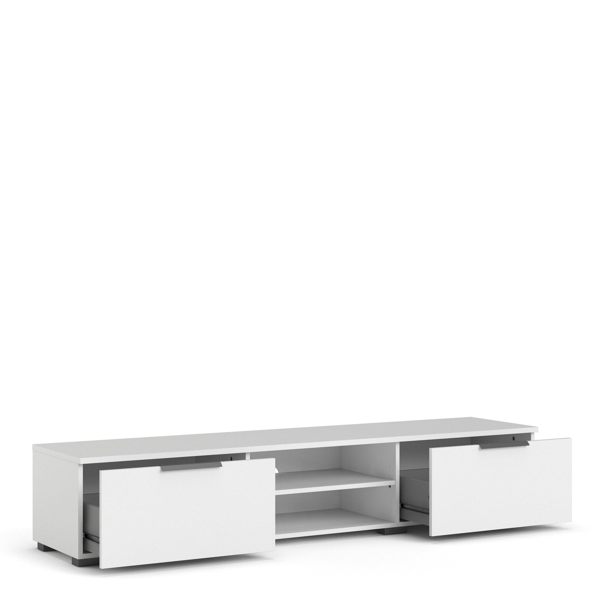 Pair TV Unit 2 Drawers 2 Shelf in White