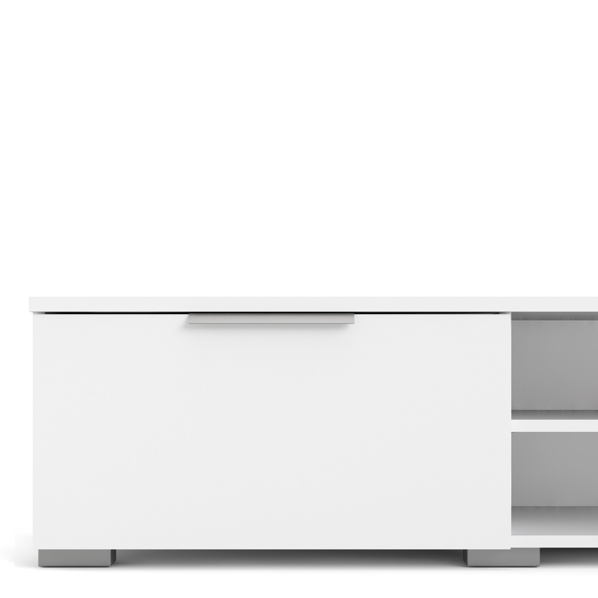 Pair TV Unit 2 Drawers 2 Shelf in White