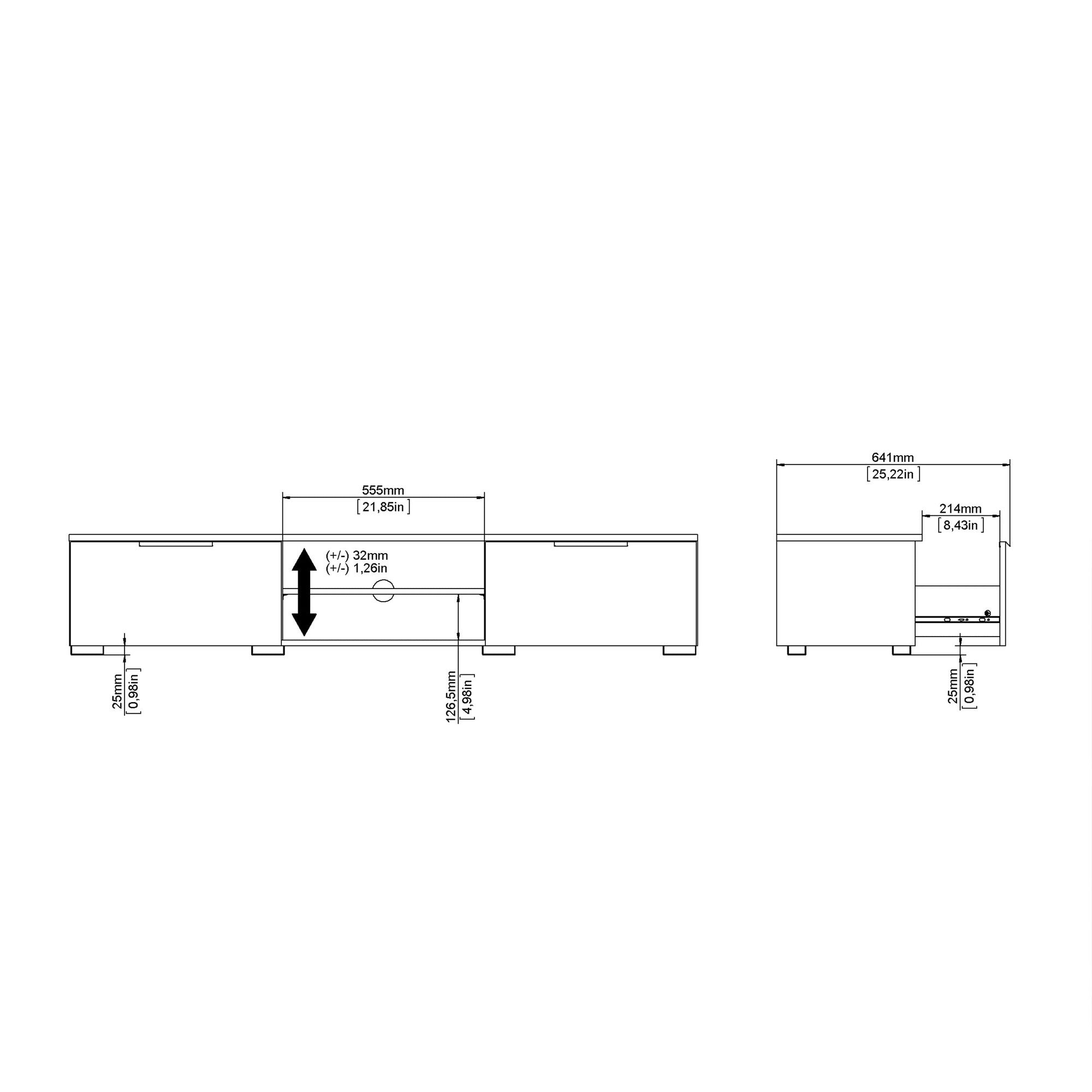 Pair TV Unit 2 Drawers 2 Shelf