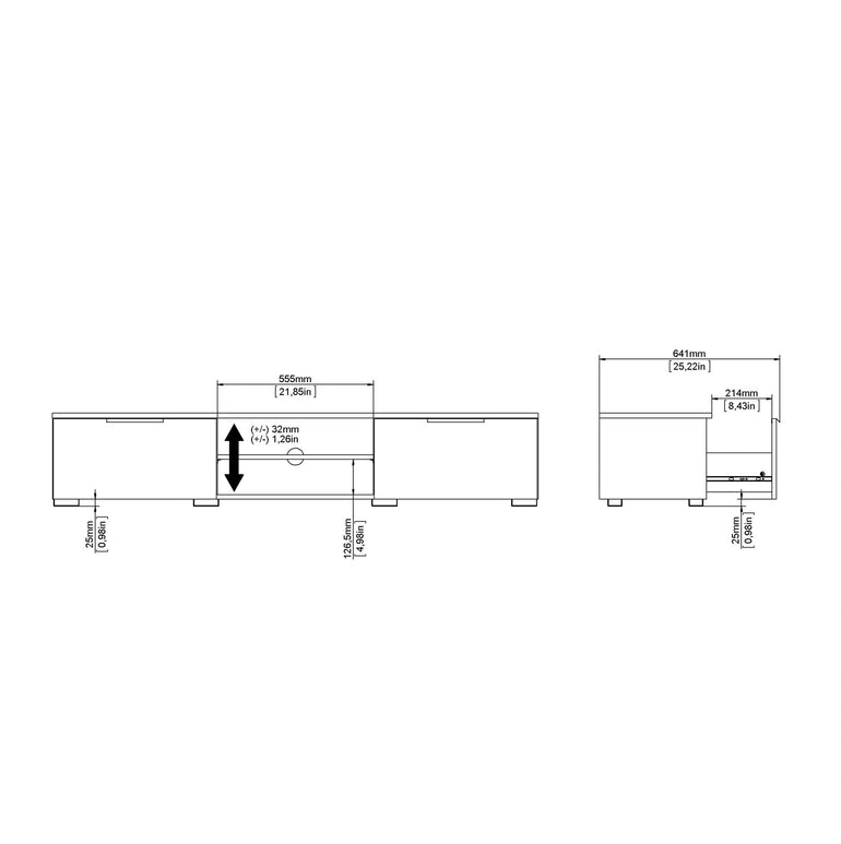 Pair TV Unit 2 Drawers 2 Shelf