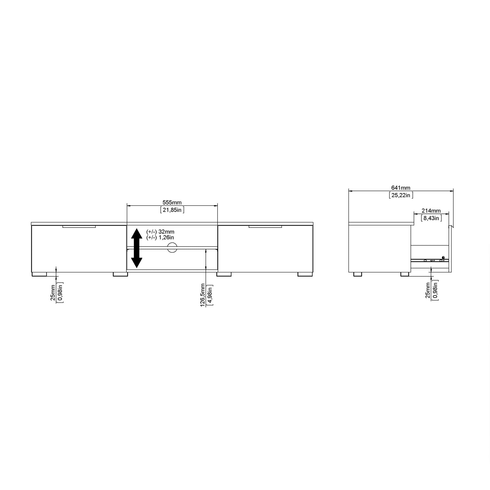 Pair TV Unit 2 Drawers 2 Shelf