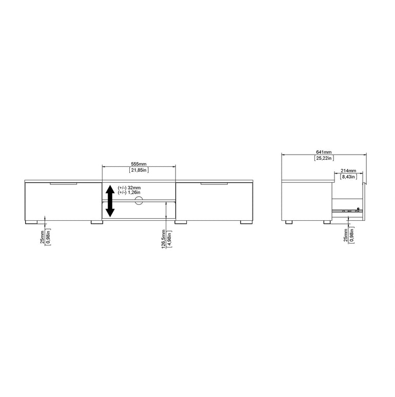 Pair TV Unit 2 Drawers 2 Shelf