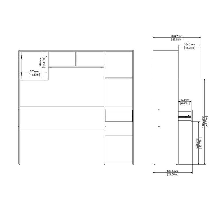 Utility Max Multi Desk in White and Wotan Light Oak