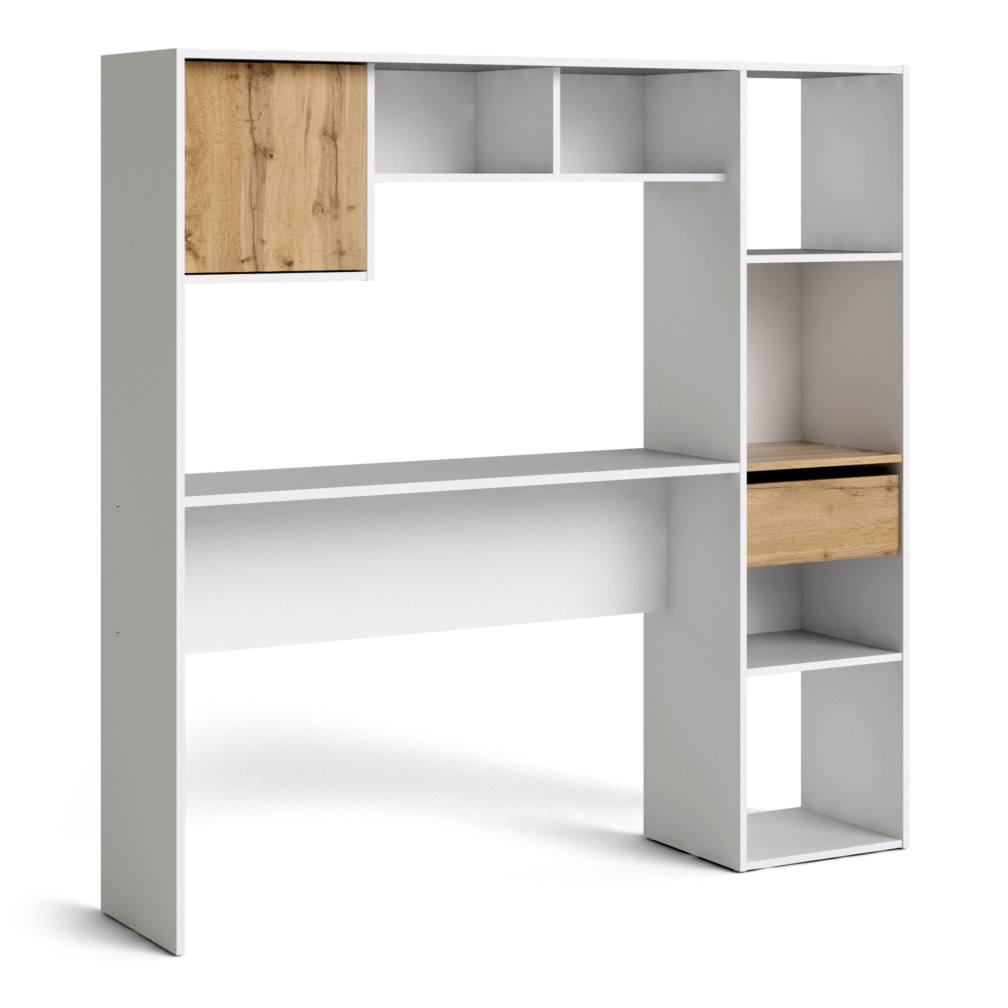 Utility Max Multi Desk in White and Wotan Light Oak