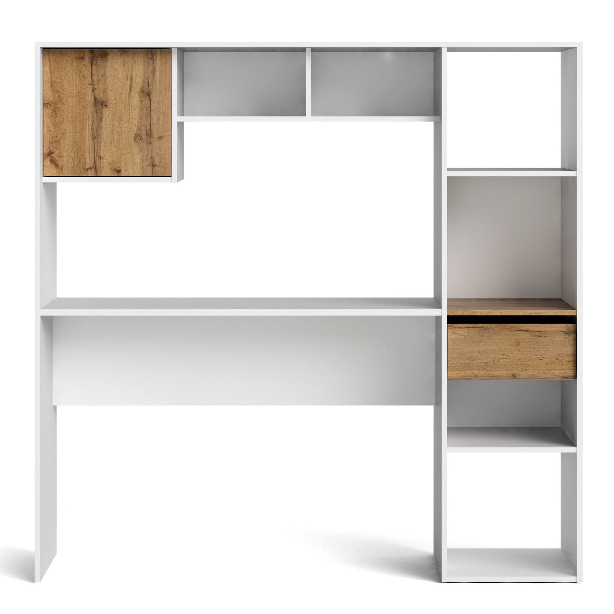 Utility Max Multi Desk in White and Wotan Light Oak