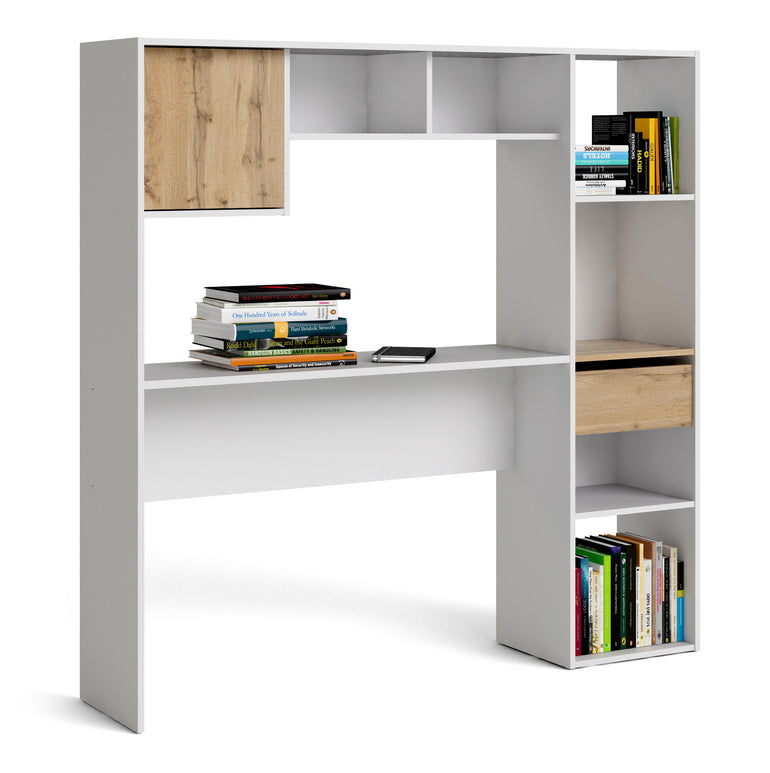 Utility Max Multi Desk in White and Wotan Light Oak