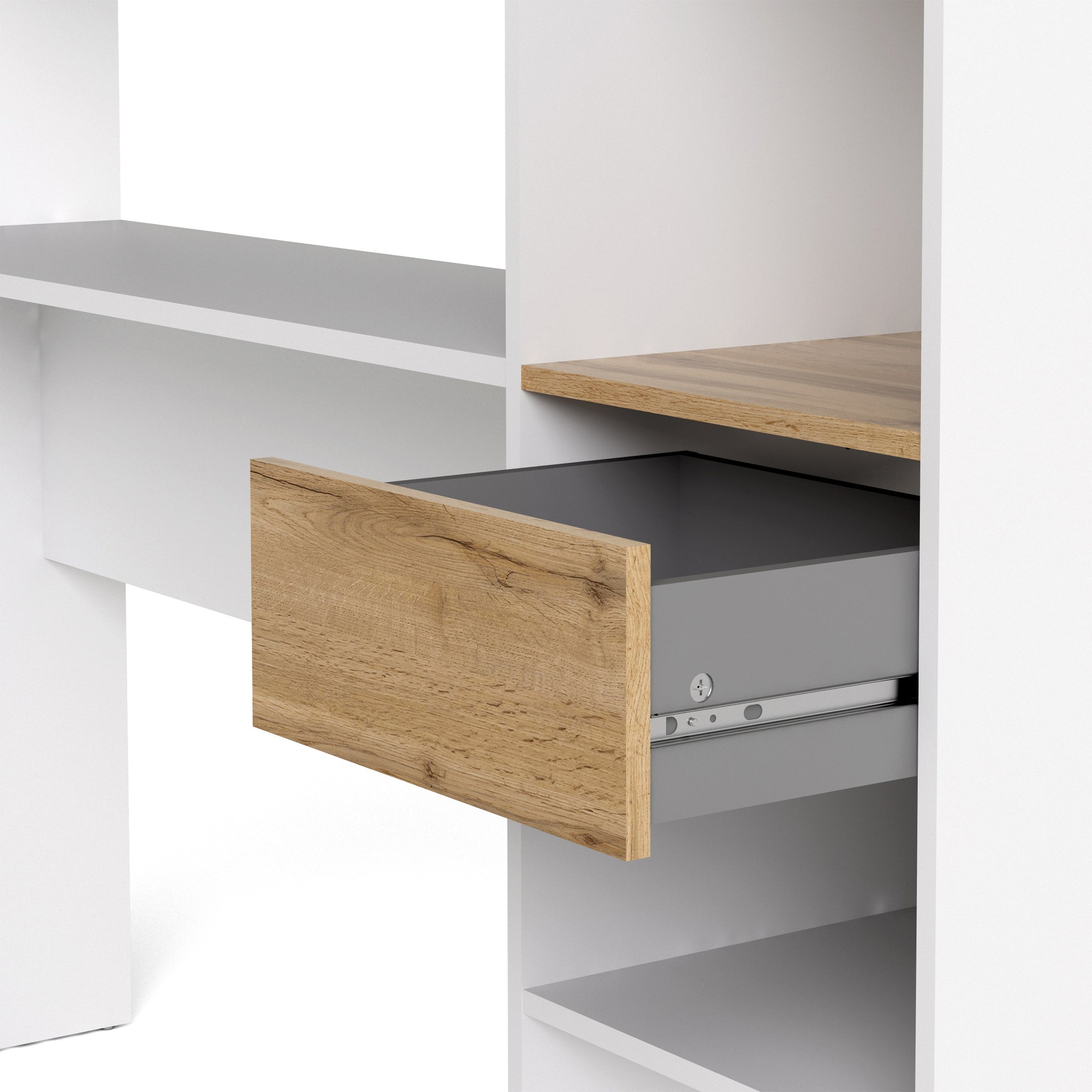 Utility Max Multi Desk in White and Wotan Light Oak