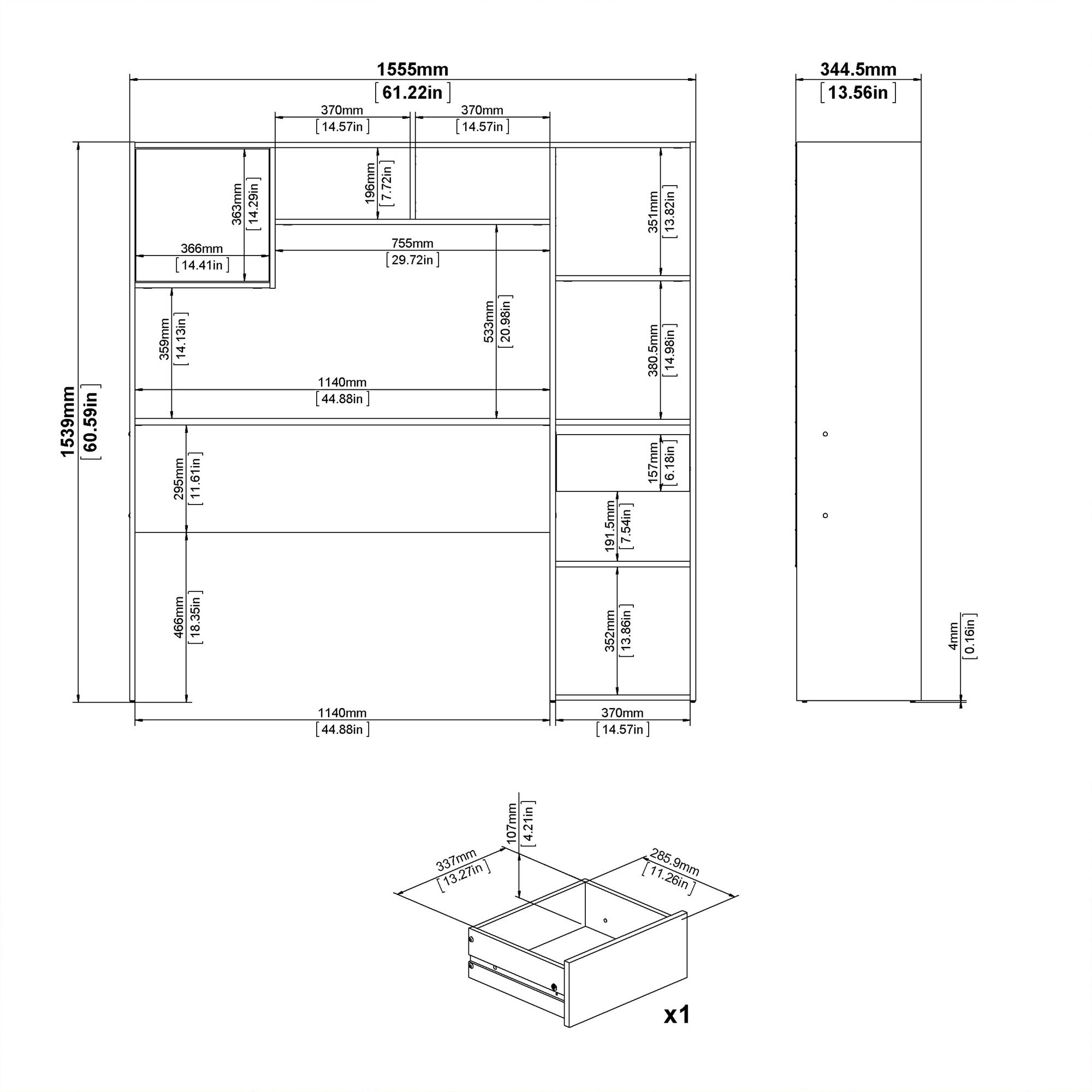 Utility Max Multi Desk in White and Wotan Light Oak