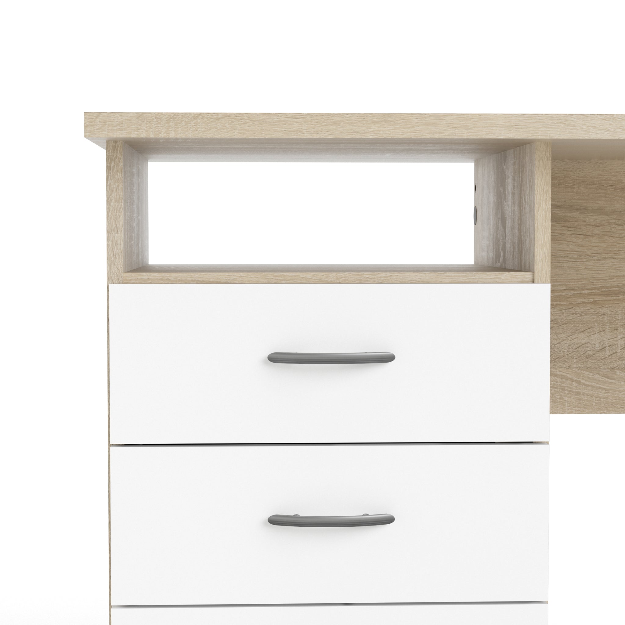 Utility Max Oak Desk 3 White Drawers