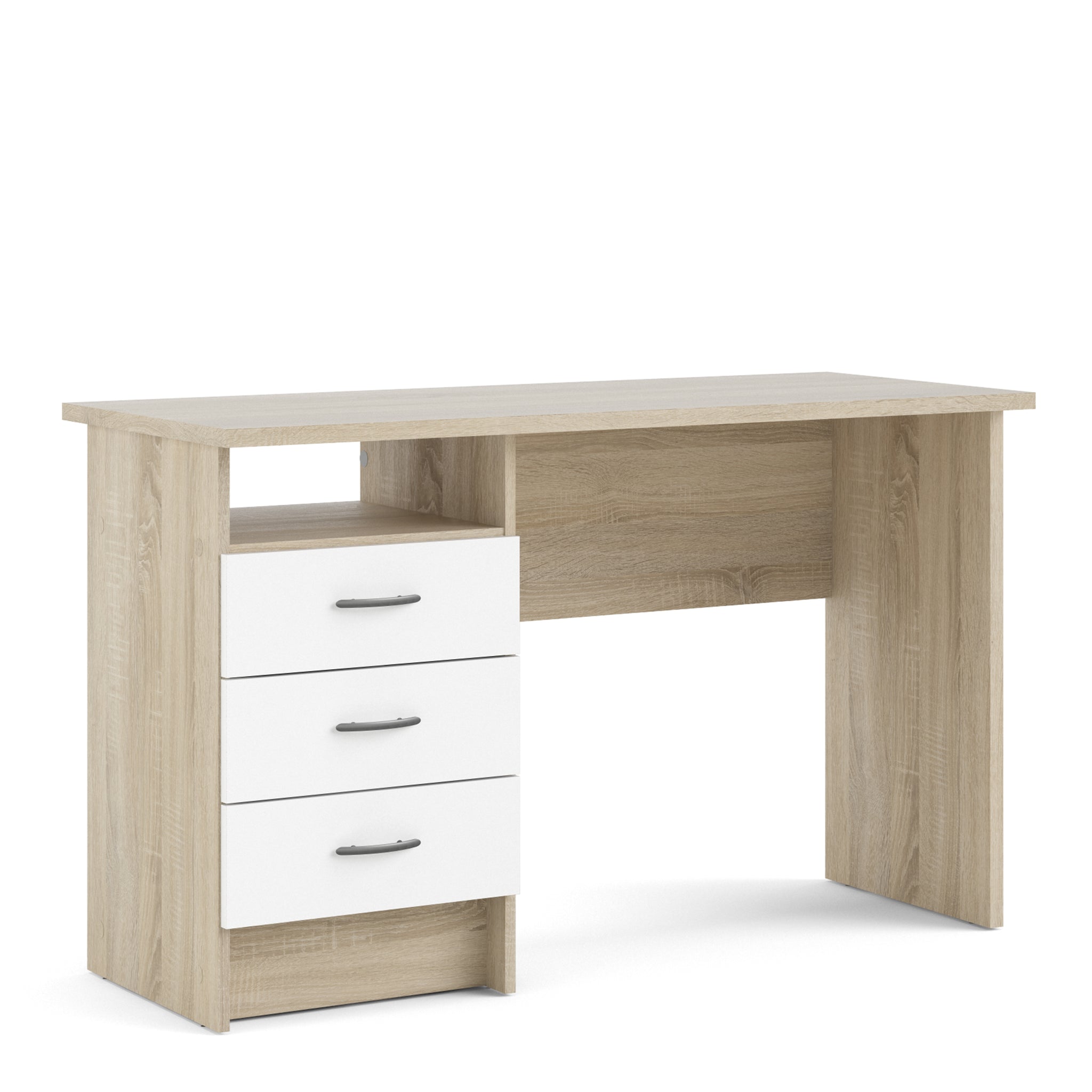 Utility Max Oak Desk 3 White Drawers