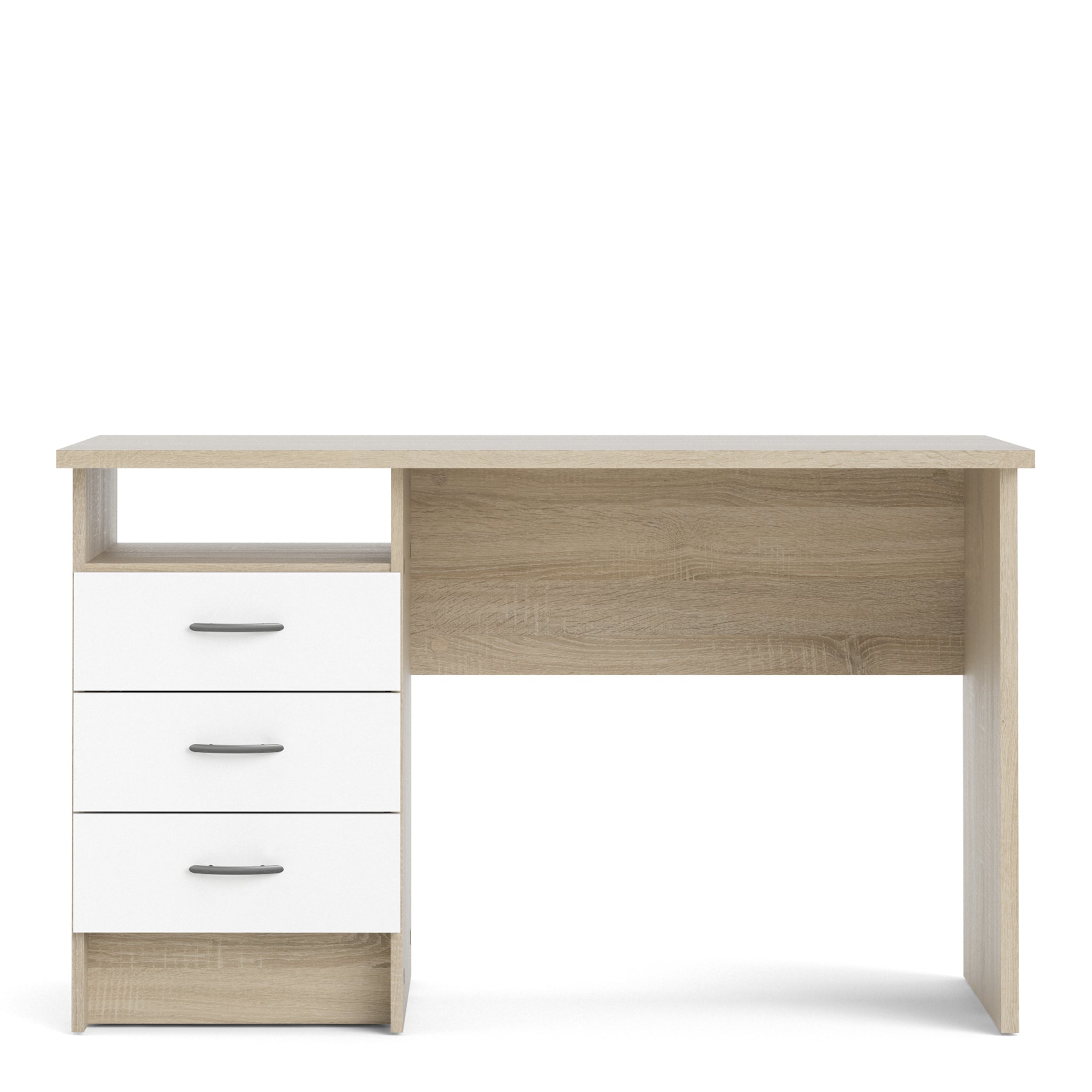 Utility Max Oak Desk 3 White Drawers