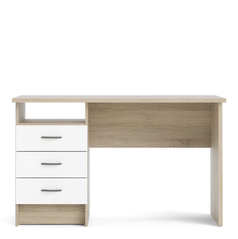 Utility Max Oak Desk 3 White Drawers