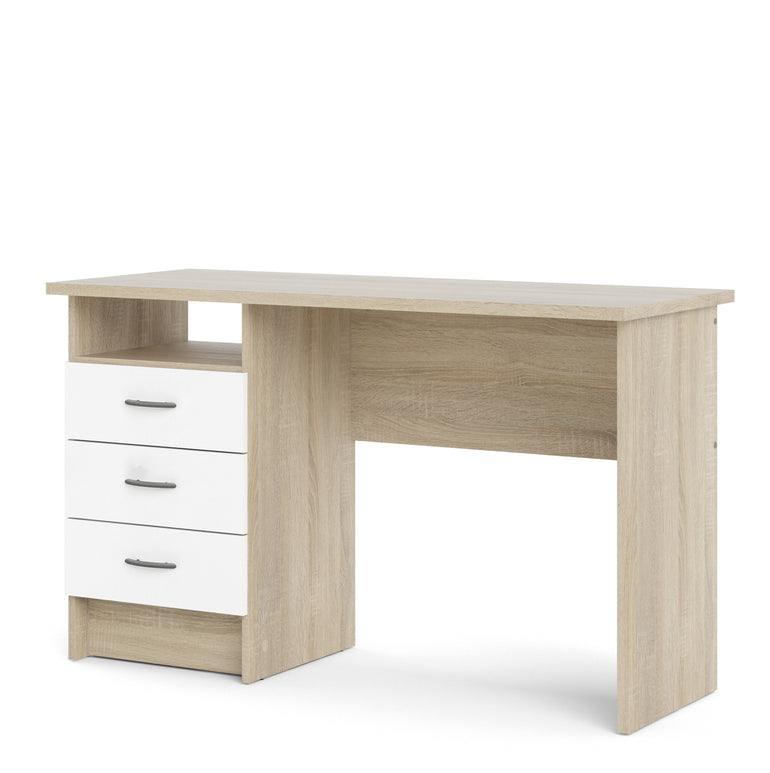 Utility Max Oak Desk 3 White Drawers