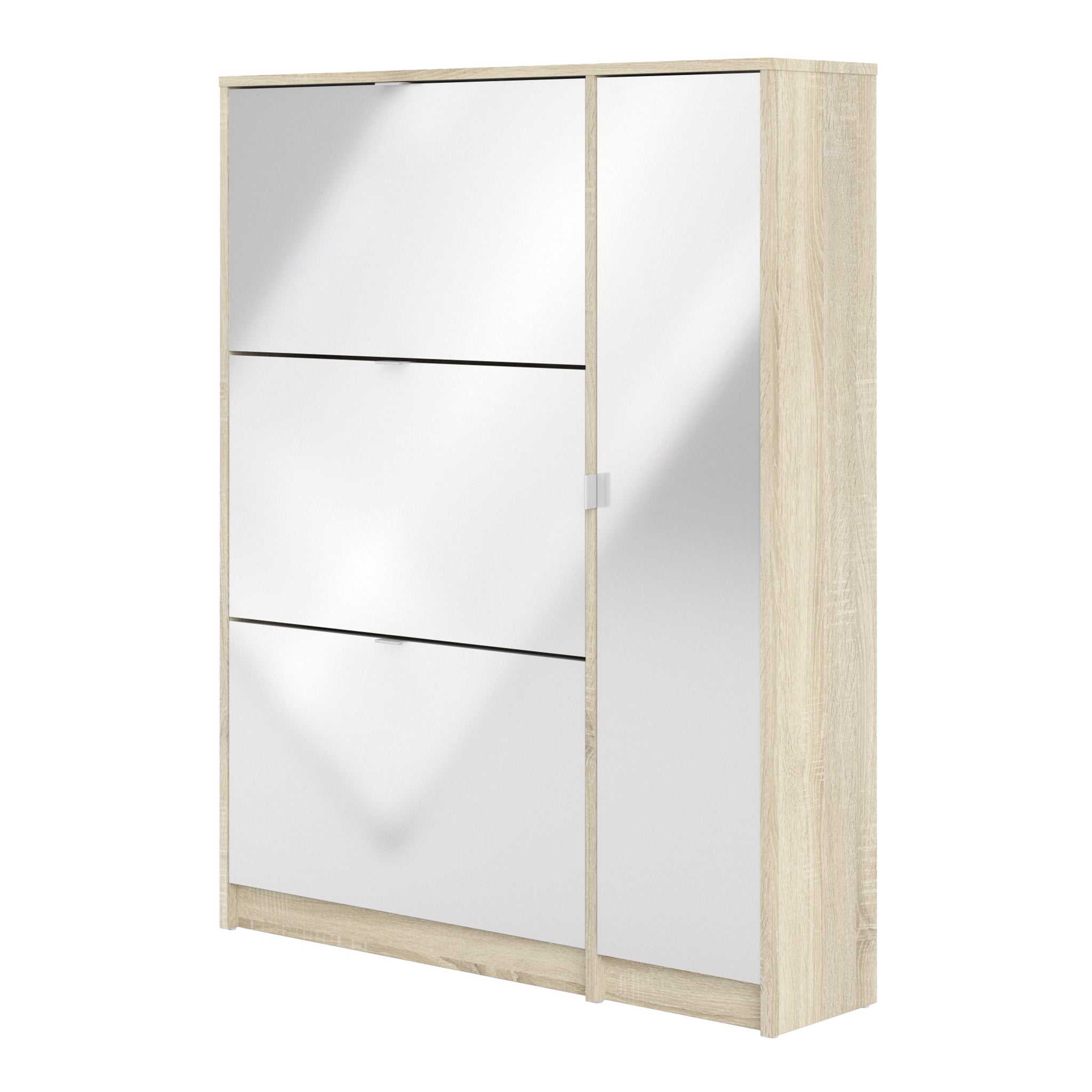 Shoes Shoe cabinet w. 3 tilting doors and 2 layers + 1 door Oak structure