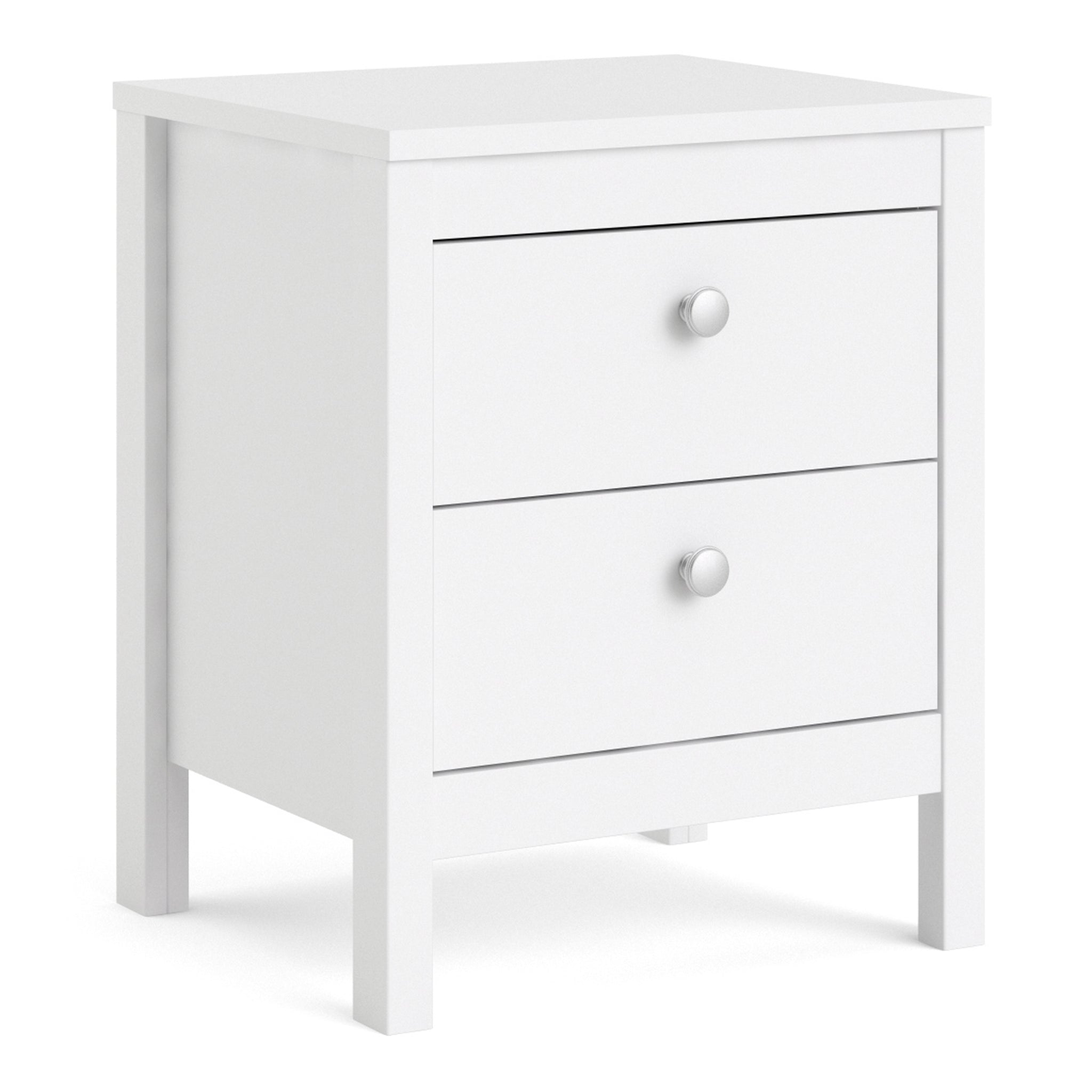 Valencia Bedside Table 2 drawers in White