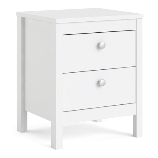 Valencia Bedside Table 2 drawers in White