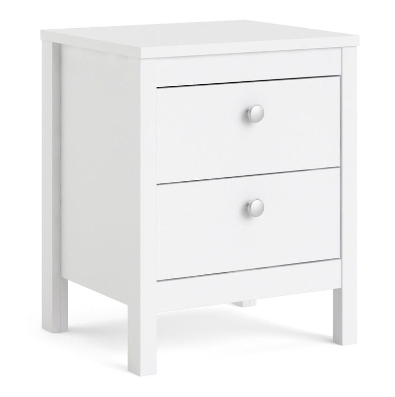 Valencia Bedside Table 2 drawers in White