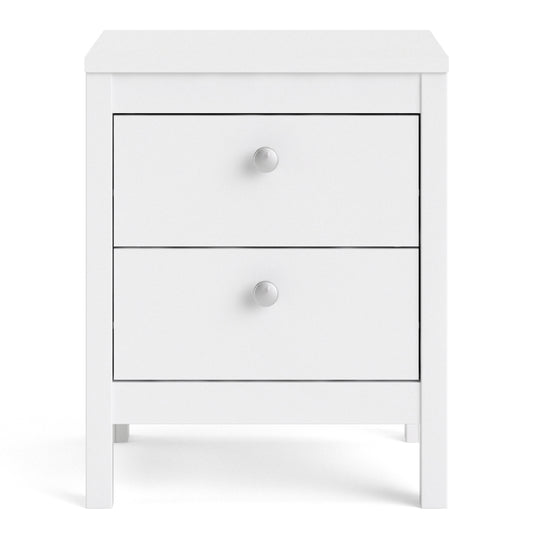 Valencia Bedside Table 2 drawers in White