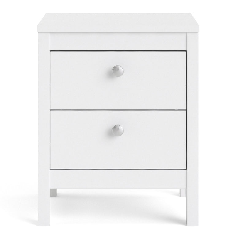 Valencia Bedside Table 2 drawers in White