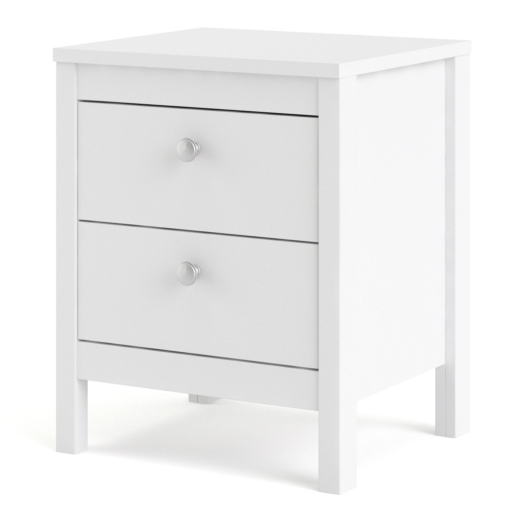 Valencia Bedside Table 2 drawers in White