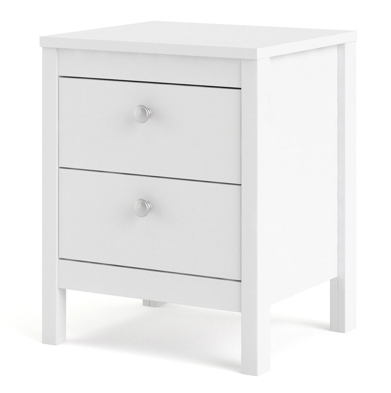 Valencia Bedside Table 2 drawers in White