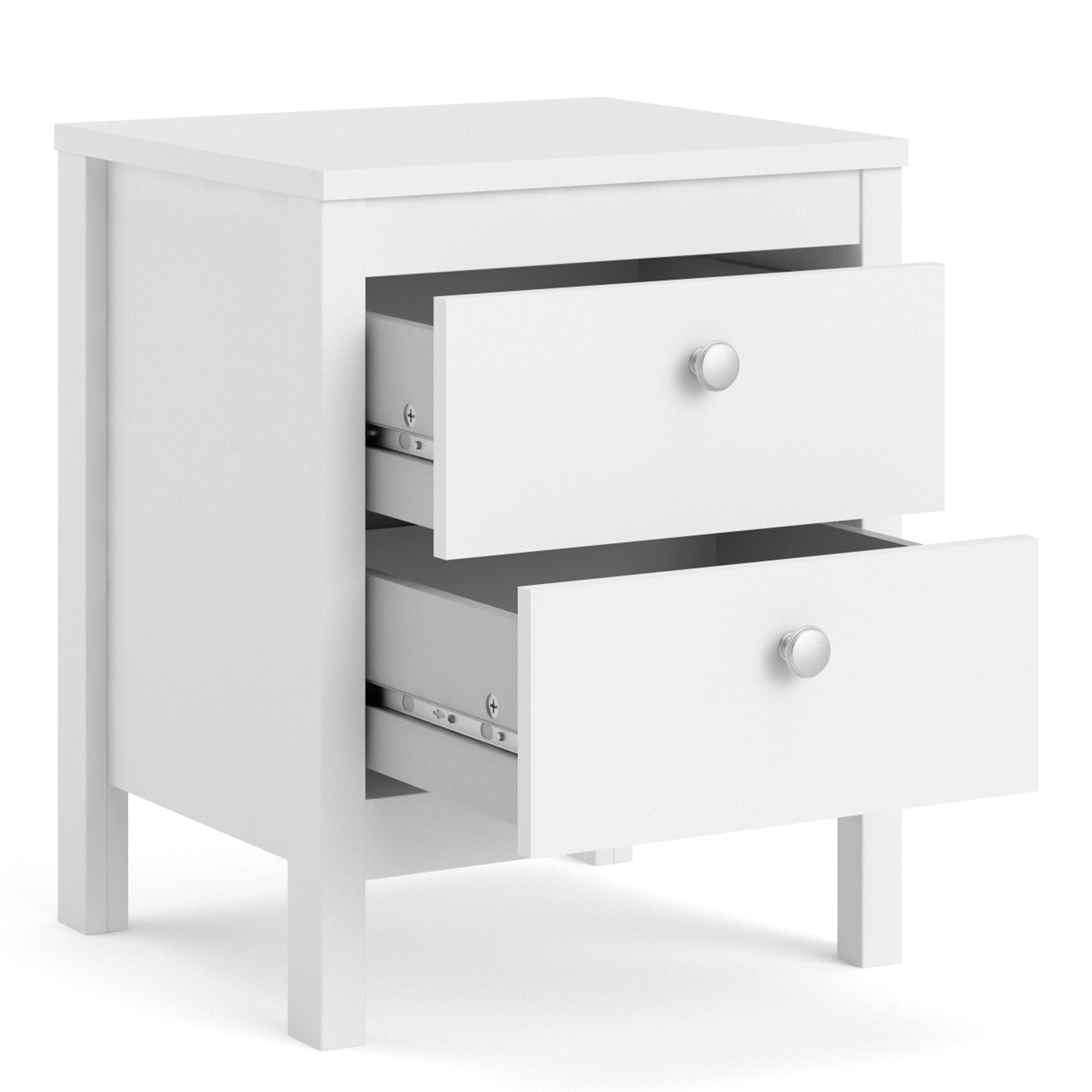 Valencia Bedside Table 2 drawers in White