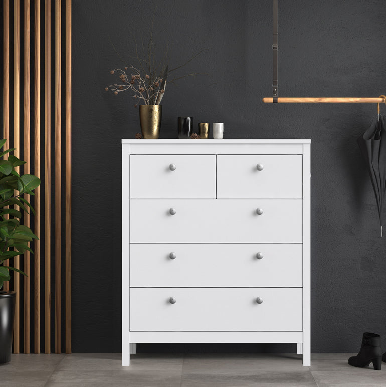 Valencia Chest 3+2 drawers in White