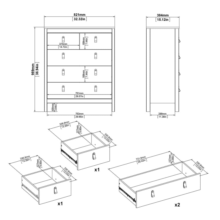 Valencia Chest 3+2 drawers in White