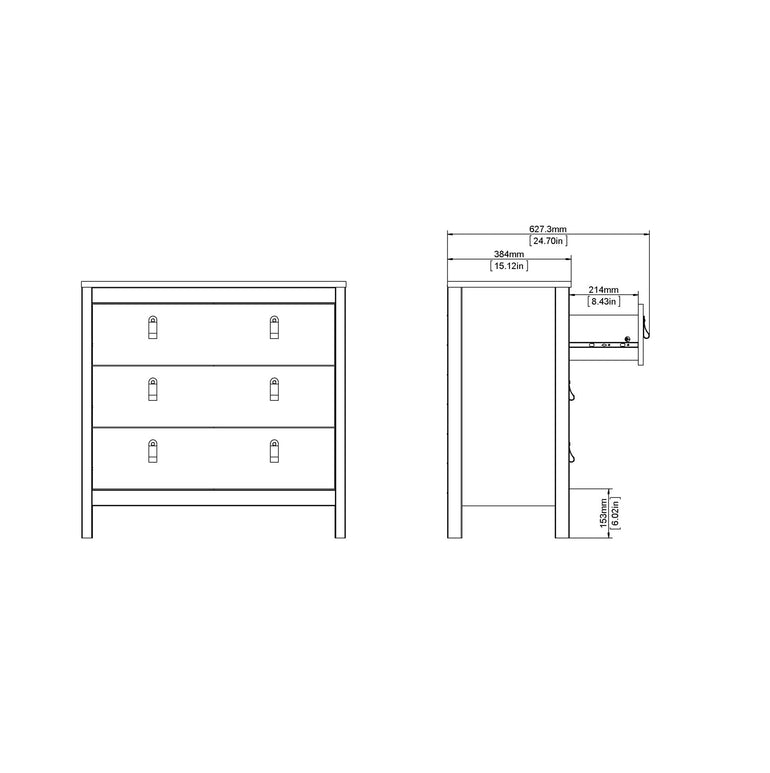 Valencia Chest 3 drawers in White