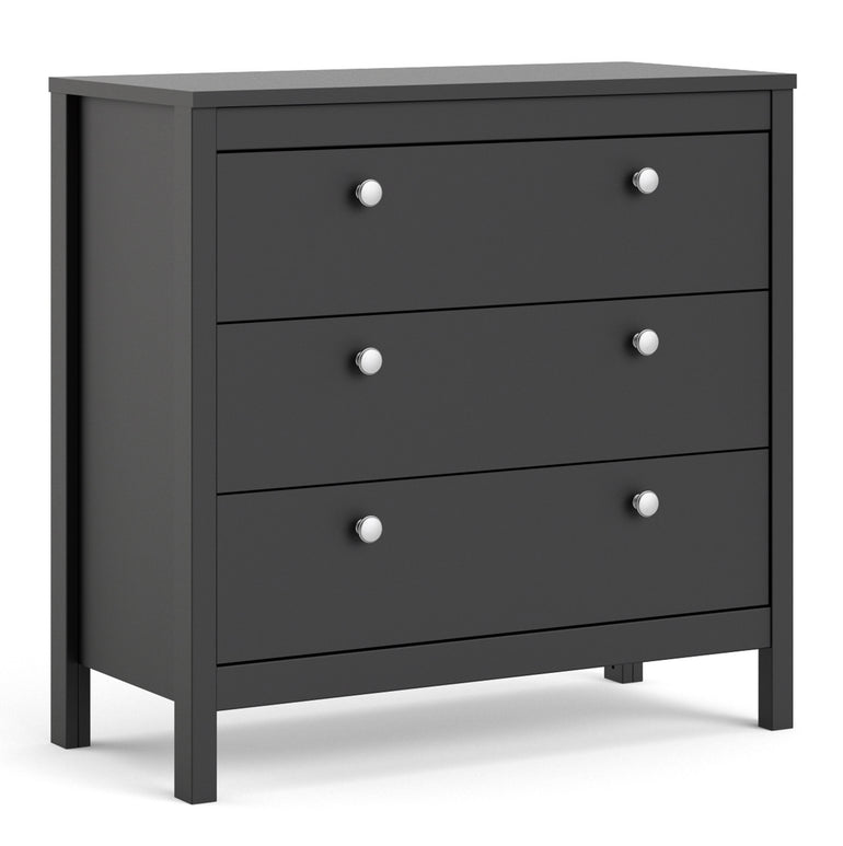 Valencia Chest 3 drawers in Matt Black