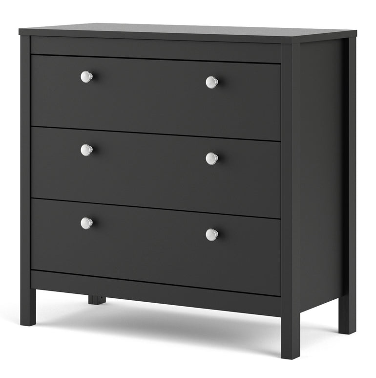 Valencia Chest 3 drawers in Matt Black