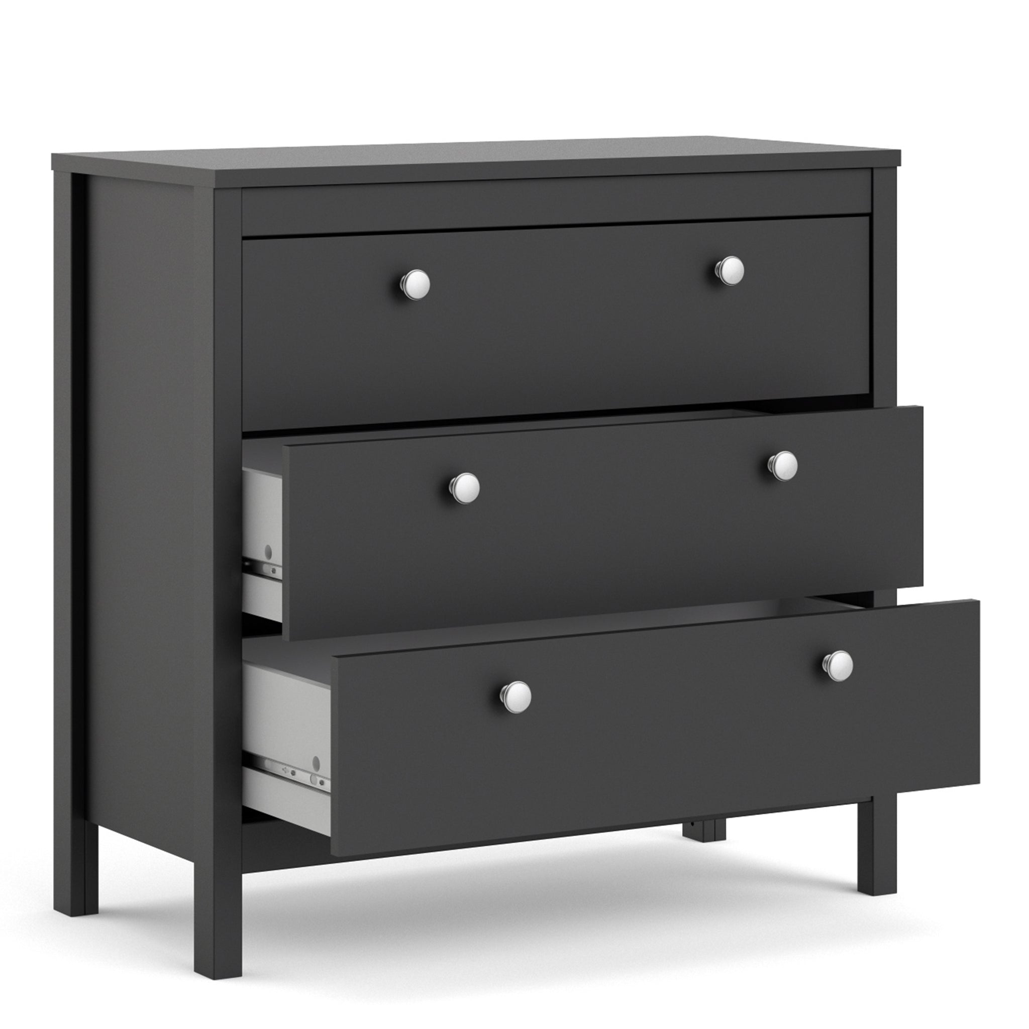 Valencia Chest 3 drawers in Matt Black