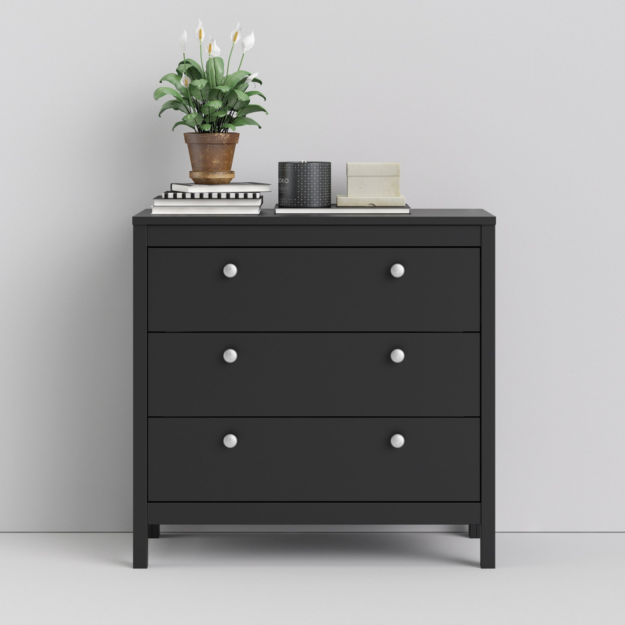 Valencia Chest 3 drawers in Matt Black