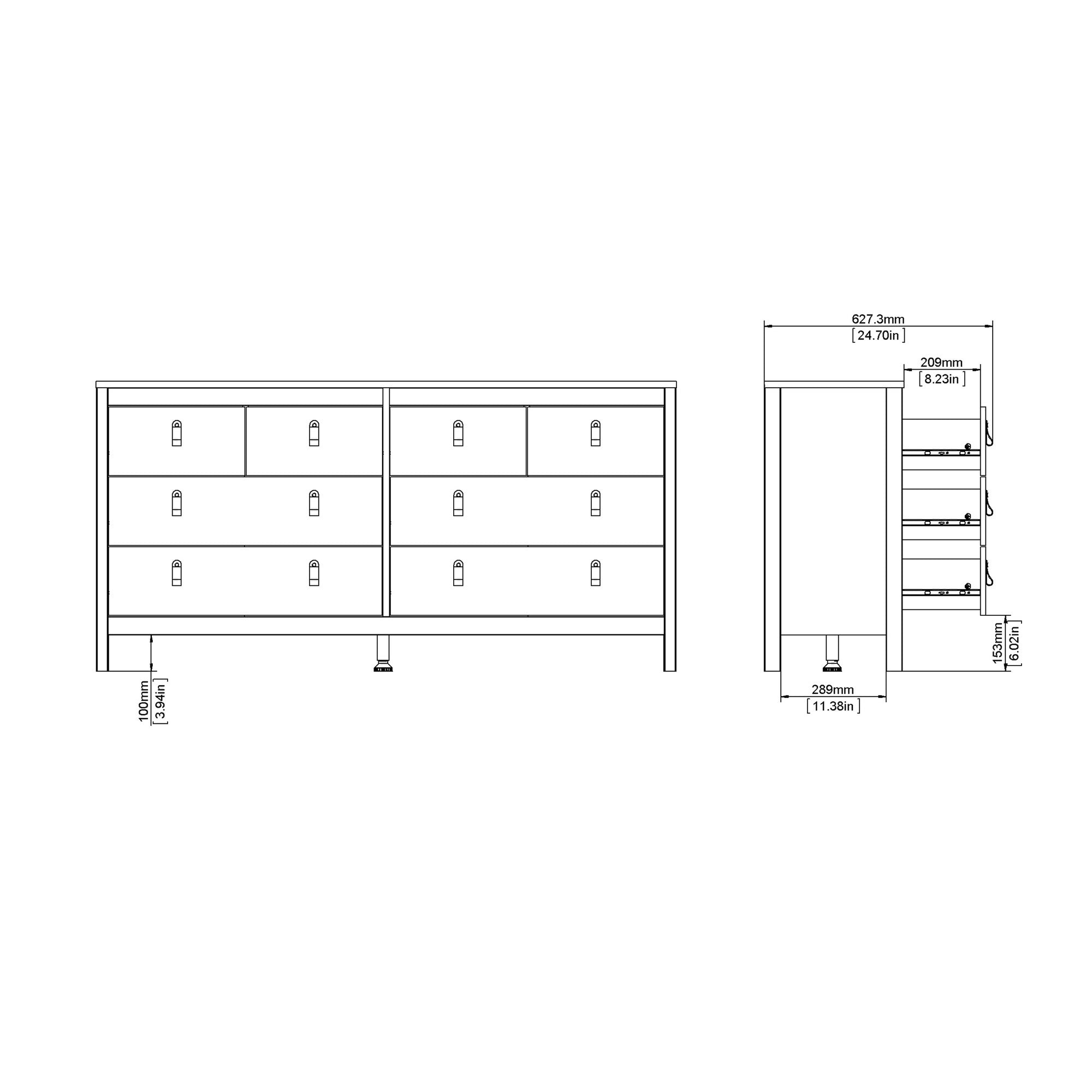 Valencia Double dresser 4+4 drawers in White