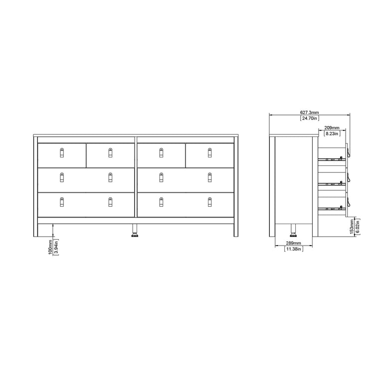 Valencia Double dresser 4+4 drawers in White