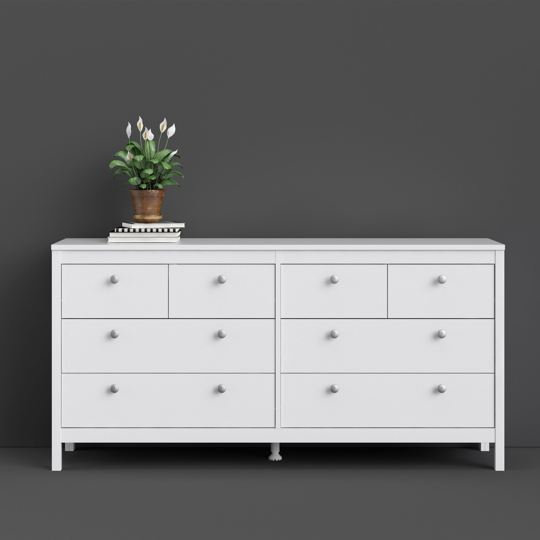 Valencia Double dresser 4+4 drawers in White