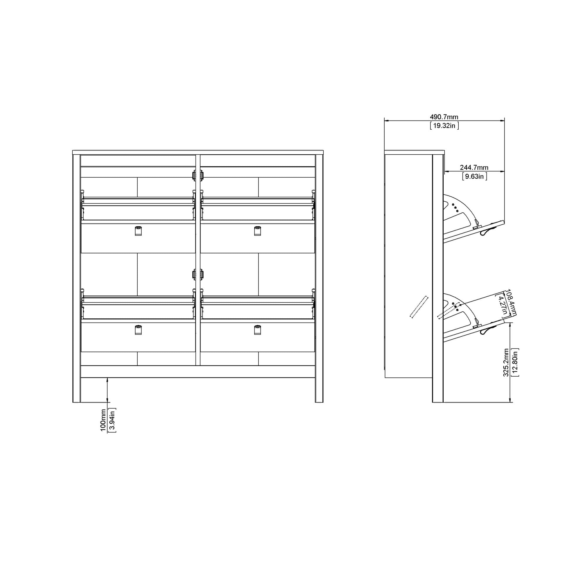 Valencia Shoe cabinet 4 Compartments in White