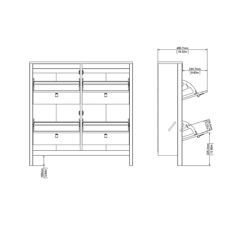 Valencia Shoe cabinet 4 Compartments in White