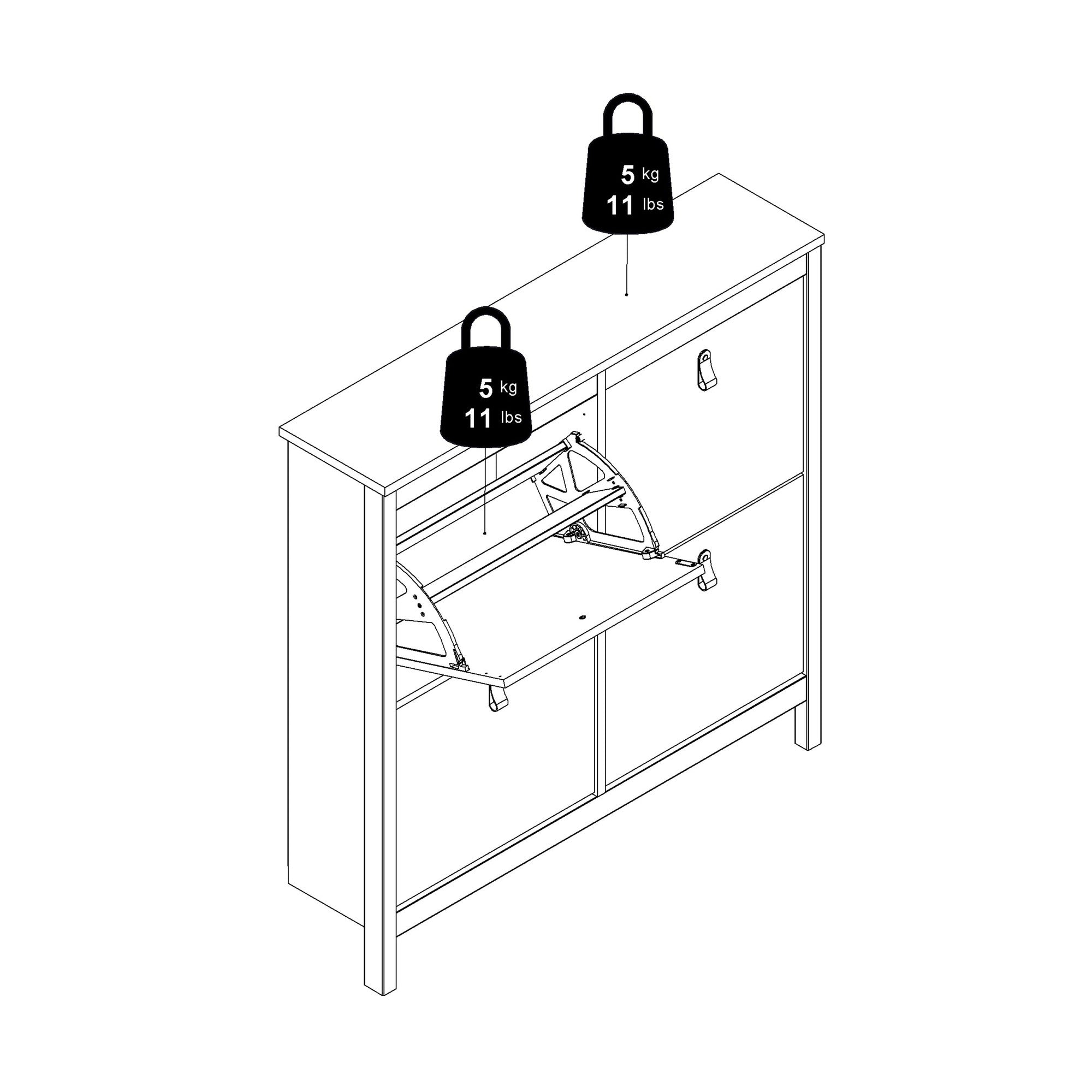 Valencia Shoe cabinet 4 Compartments in White