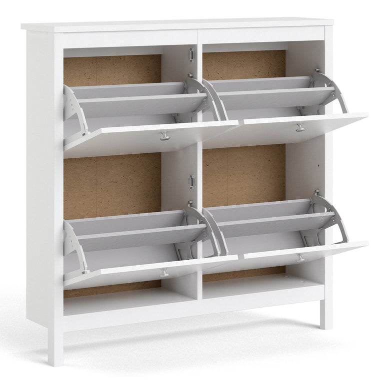 Valencia Shoe cabinet 4 Compartments in White