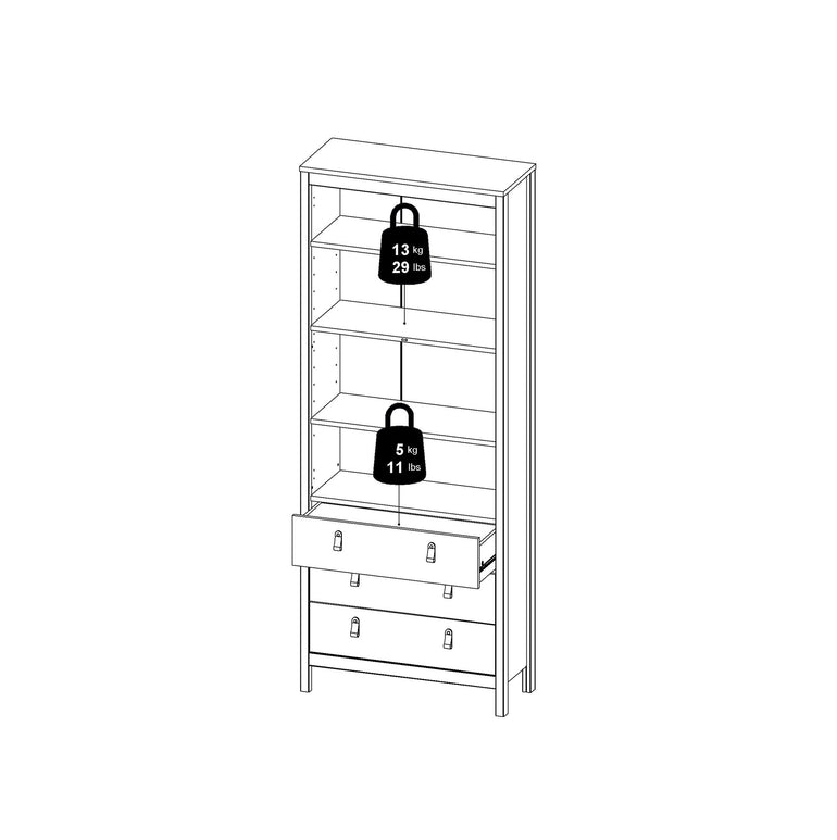 Valencia China cabinet 2 doors w/glass + 3 drawers in White