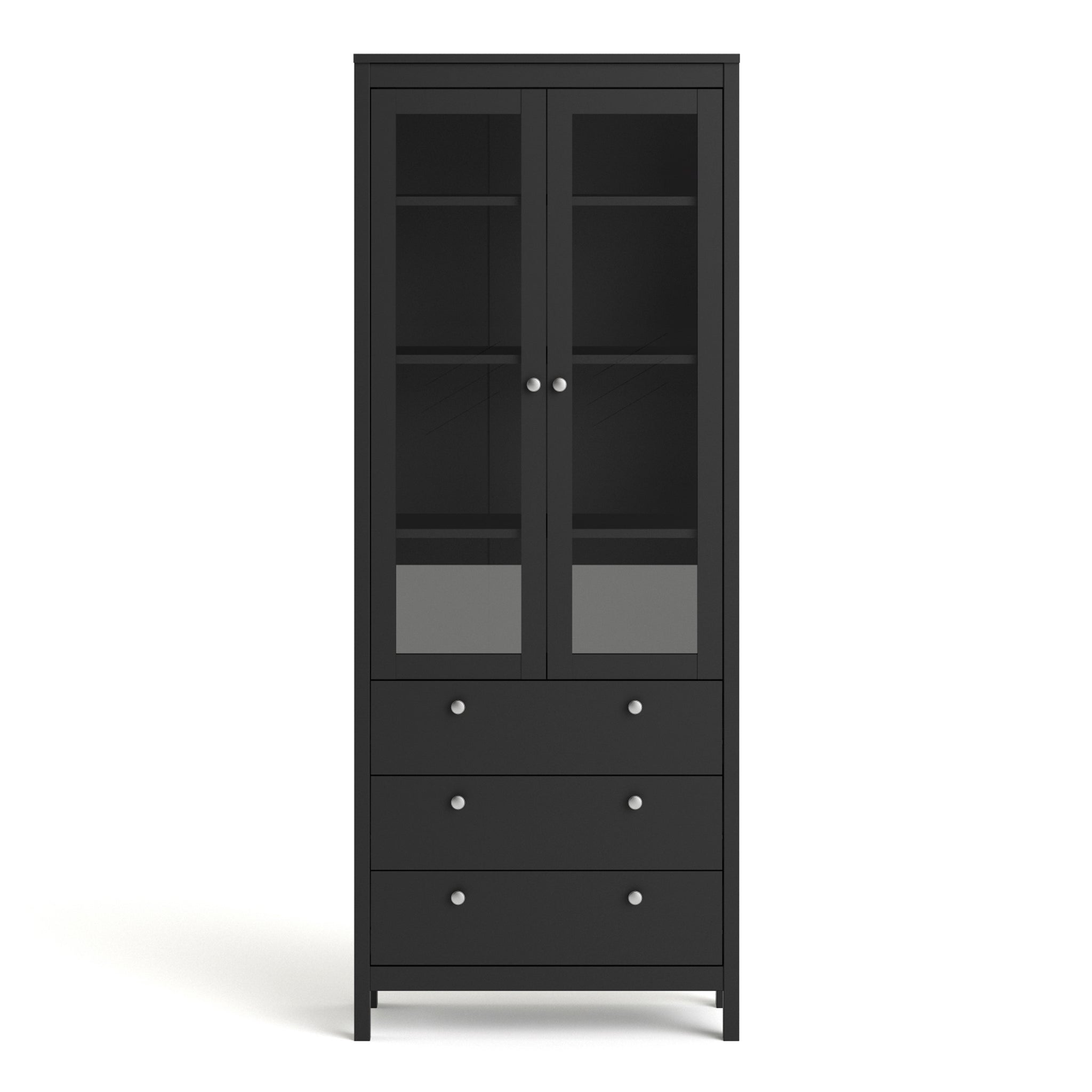 Valencia China cabinet 2 doors w/glass + 3 drawers in Matt Black