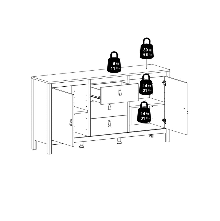 Valencia Sideboard 2 doors + 3 drawers in White