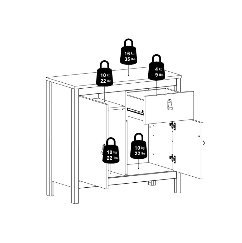 Valencia Sideboard 2 doors in Matt Black