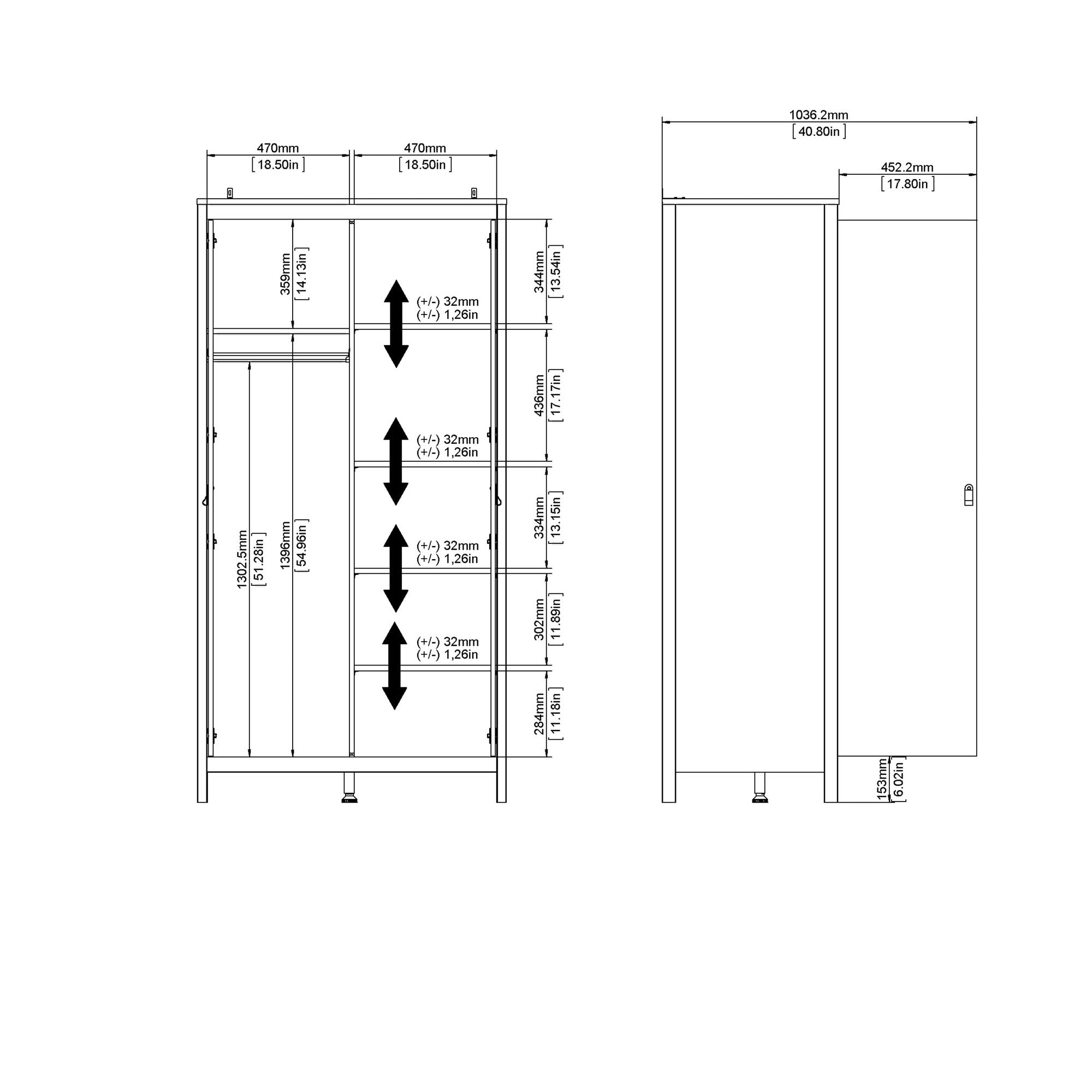 Valencia Wardrobe with 2 doors in White