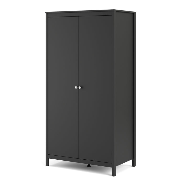 Valencia Wardrobe with 2 doors in Matt Black