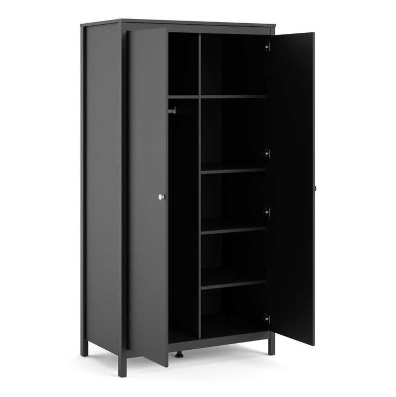 Valencia Wardrobe with 2 doors in Matt Black