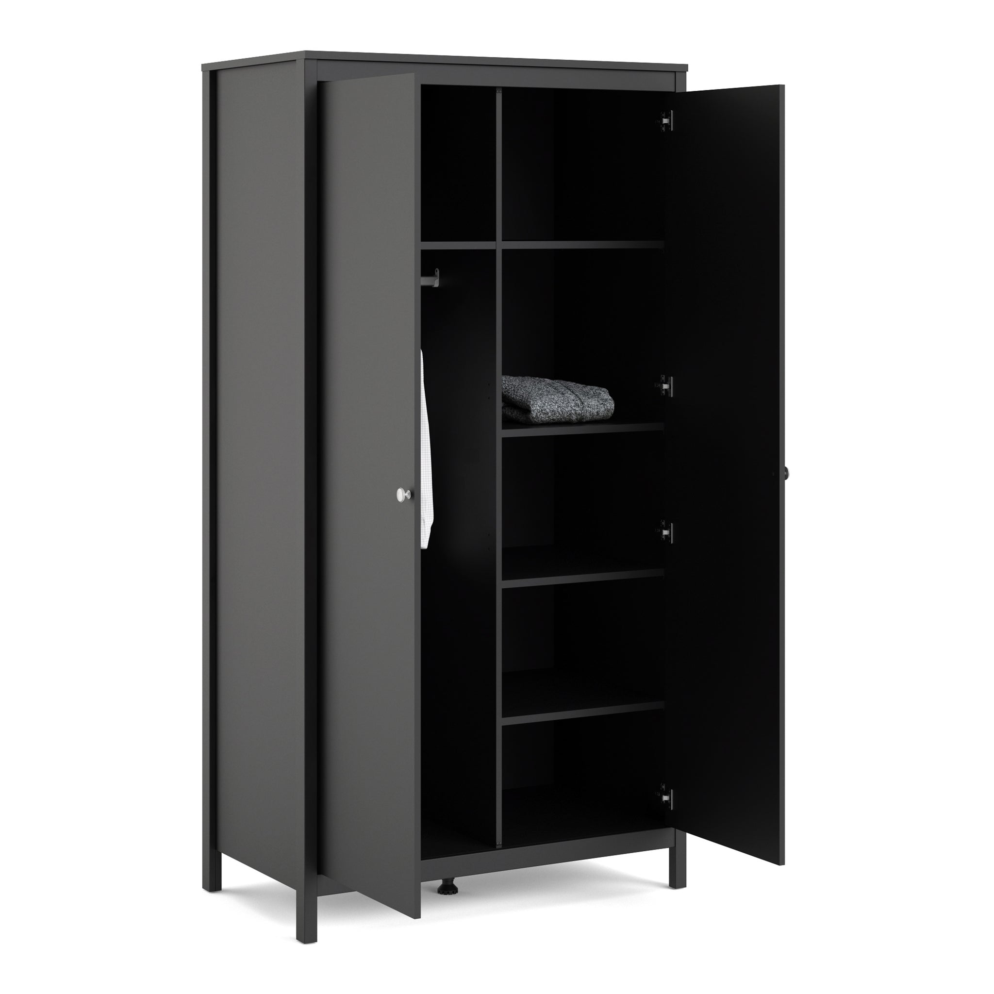 Valencia Wardrobe with 2 doors in Matt Black