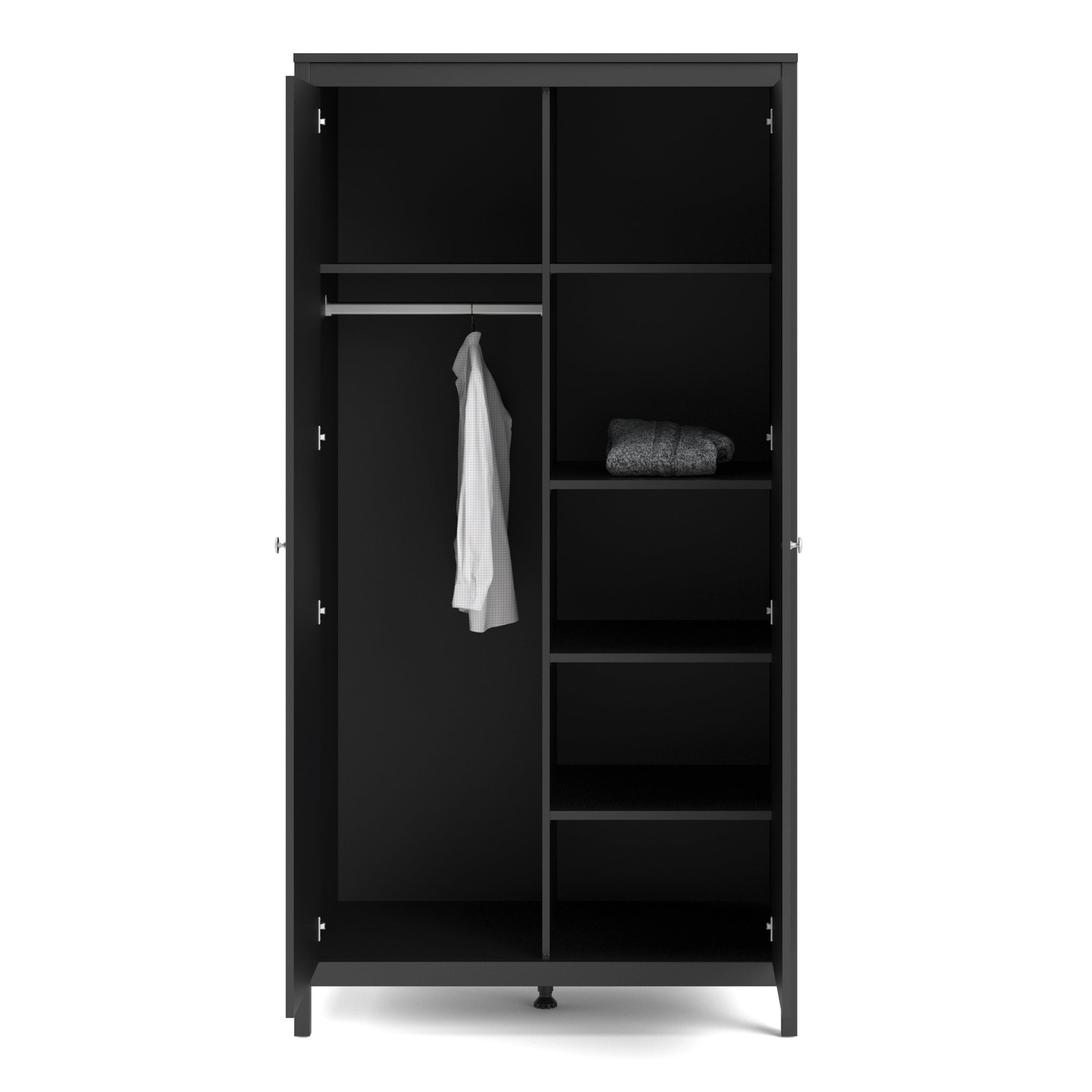 Valencia Wardrobe with 2 doors in Matt Black